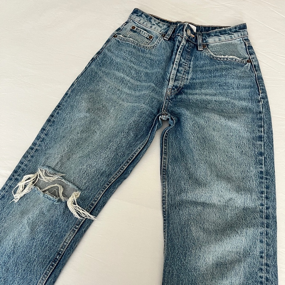 Zara blue jeans - with knee rip size 4